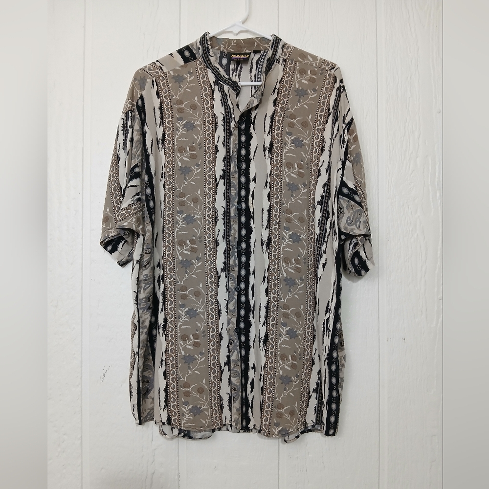 VTG 70s Hutspah Abstract Patterned Women's Button-Up Shirt-L-EUC